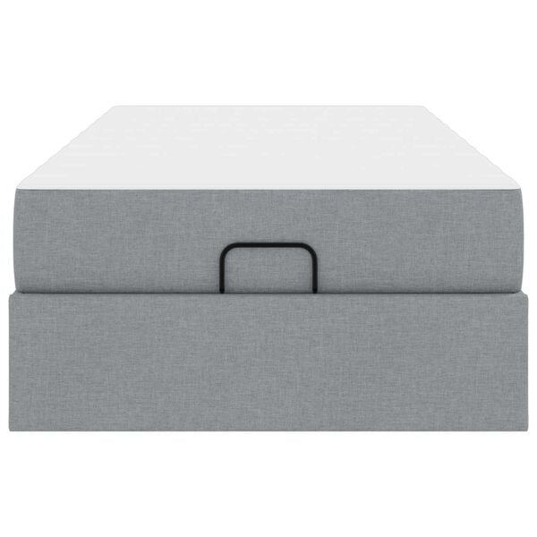 vidaXL Рамка за легло с матрак с матрак 2 pcs Светлосиво текстил