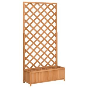 vidaXL Саксия за цветя с решетка, кафява, 90x35x180 см, масивна ела