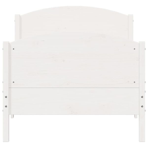 vidaXL Рамка за легло без матрак, бял, 90x200 см, бор масив