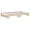 vidaXL Канапе с изтеглящо легло и чекмеджета кремаво 100x200 см плат