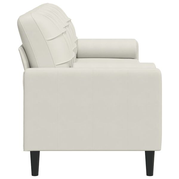 vidaXL 3-местен диван с декоративни възглавници кремав 210 см кадифе