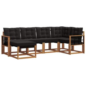 vidaXL Комплект дивани за открито 6 pcs Естествено и черно