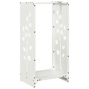 vidaXL Стойка за дърва, бяла, 40x30x80 см, студеновалцувана стомана