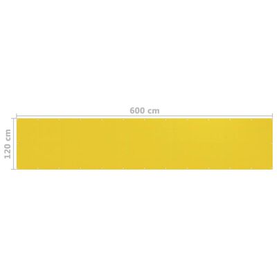 vidaXL Балконски параван, жълт, 120x600 см, HDPE