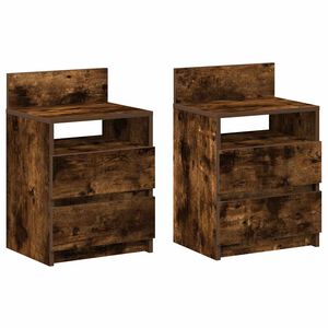 vidaXL Нощни шкафчета, 2 бр. с 2 чекмеджета, пушен дъб, 40x33x60 см
