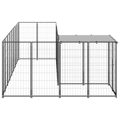 vidaXL Клетка за кучета, черна, 6,05 м², стомана