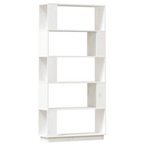 vidaXL Библиотека/разделител за стая, бяла, 80x25x163,5 см, бор масив