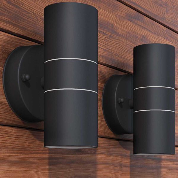 vidaXL Външни LED лампи, 2бр, неръждаема стомана, насочени горе/долу