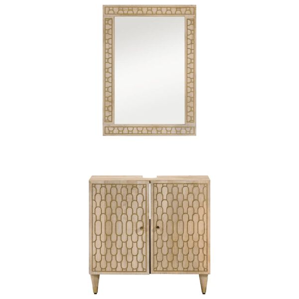 vidaXL Комплект мебели за баня, 2 части, масивна мангова дървесина