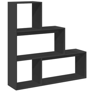 vidaXL Разделител за стая / библиотека, 3 нива, черен, 123x29x123 см