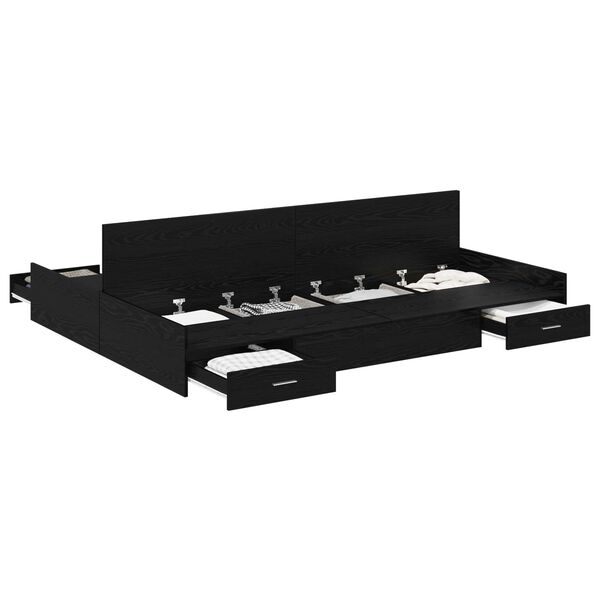 vidaXL Легло с място за съхранение с таблото Черния дъб 135 x 190 cm