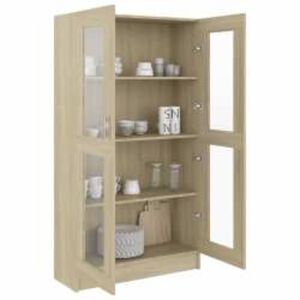 vidaXL Шкаф витрина, дъб сонома, 82,5x30,5x150 см, инженерно дърво