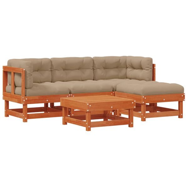 vidaXL Комплект за почивка в градина 15 pcs Восъчен Кафяв