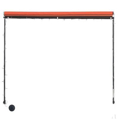 vidaXL Сенник с падащо рамо с LED, 300х150 см, оранжево и кафяво