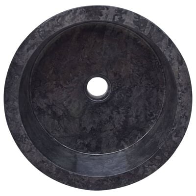 vidaXL Черна мивка, Ø40x15 см, мрамор