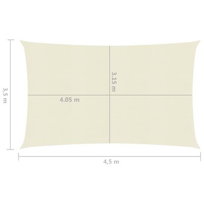vidaXL Платно-сенник, 160 г/м², кремаво, 3,5x4,5 м, HDPE