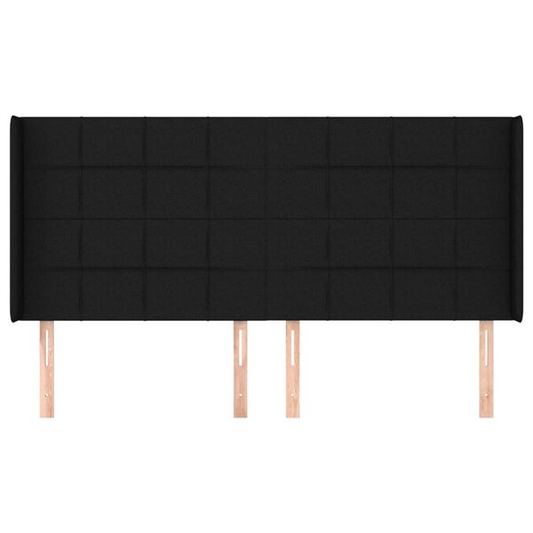 vidaXL Горна табла за легло с уши, черна, 163x16x118/128 см, плат