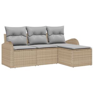 vidaXL Комплект дивани 4 pcs Бежов и Светло Сив полиратан