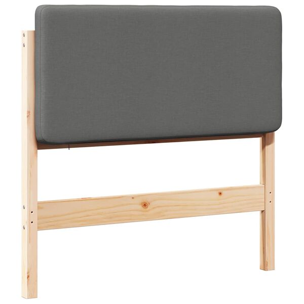 vidaXL Тапицирана табла Кафяв и светло сив 80 cm Солидно борово дърво