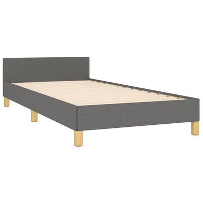 vidaXL Рамка за легло с табла, тъмносива,100x200 см плат