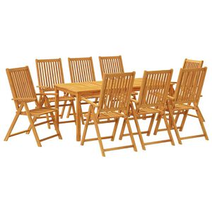 vidaXL Градински трапезен комплект, 9 части, 180x90x75 см, акациево дърво масив
