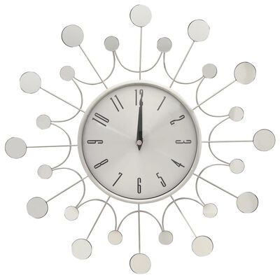 vidaXL Стенен часовник, сребрист, 40 см, метал
