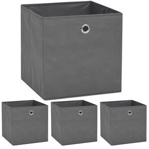 vidaXL Кутии за съхранение, 4 бр, нетъкан текстил, 32x32x32 см, сиви