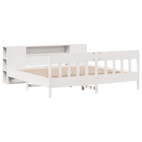 vidaXL Легло с етажерка за книги, без матрак, 200x200 см, бор масив