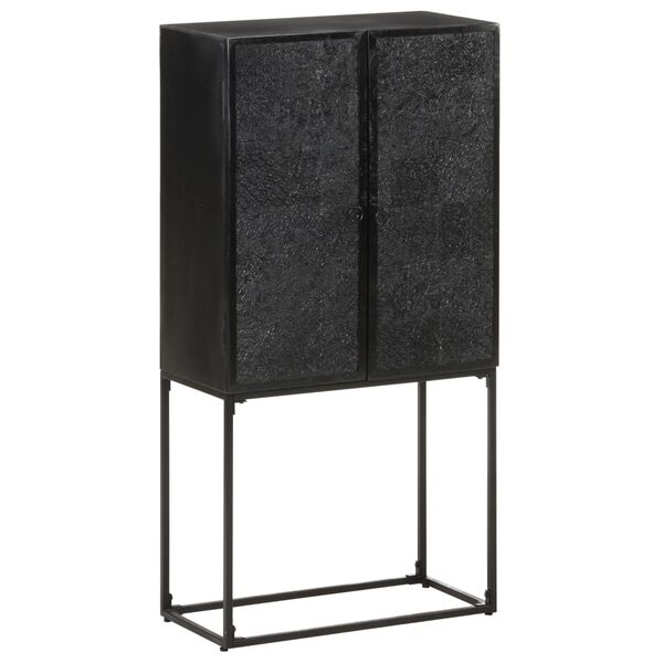 vidaXL Шкаф, черен, 60x30x120 см, акация и мангово дърво масив