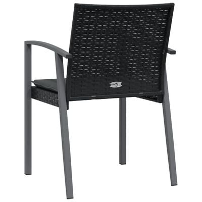 vidaXL Градински стол с възглавници 6 бр черни 56,5x57x83 см полиратан