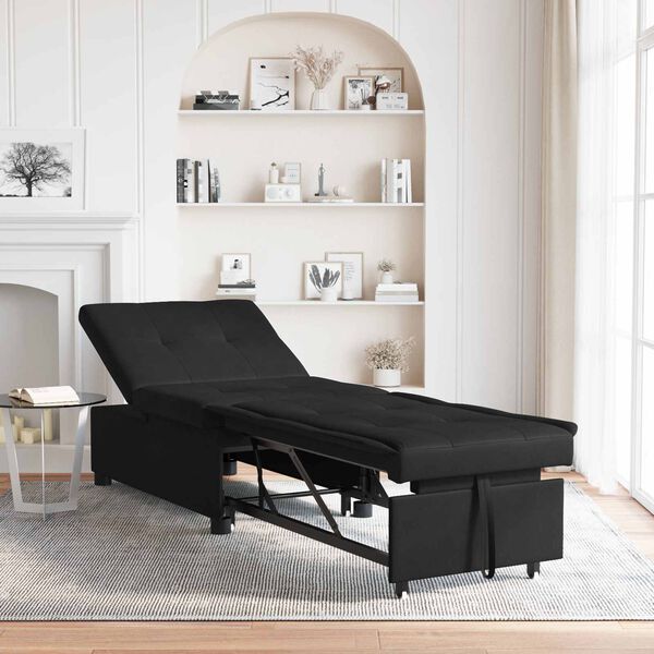 vidaXL Разтегателен диван с матрак 67cm Черно Микрофибър