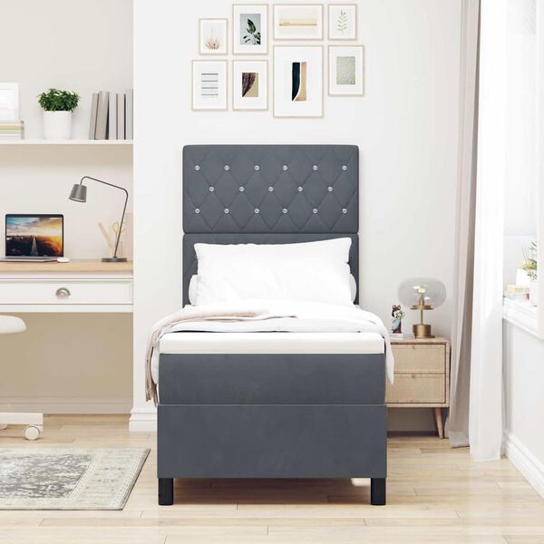 vidaXL LED кутия за пружини с легло Тъмен сив 80 x 200 cm текстил