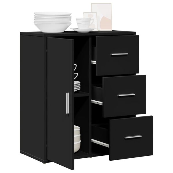 vidaXL Сайдборд, черен, 60x31x70 см, инженерно дърво