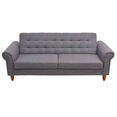 vidaXL Разтегателен диван, текстил, сив