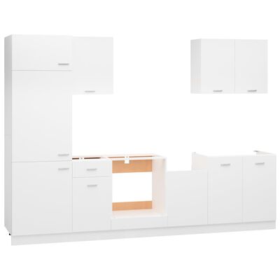 vidaXL Комплект кухненски шкафове от 7 части, бял, ПДЧ