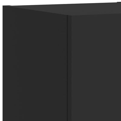 vidaXL Стенен ТВ шкаф с LED осветление, черен, 30,5x35x30 см