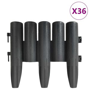 vidaXL Градински кантове, 36 бр, антрацит, 10 м, полипропилен