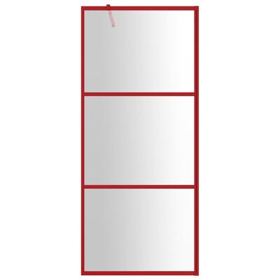 vidaXL Стена за душ с прозрачно ESG стъкло, червена, 80x195 см