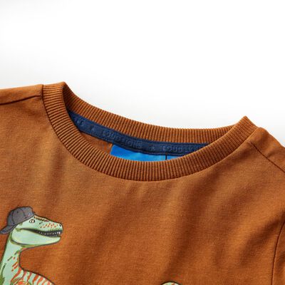 Детска тениска с дълъг ръкав, коняк, 92