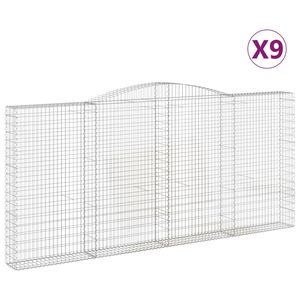 vidaXL Габионни кошници арка 9 бр 400x30x180/200 см поцинковано желязо