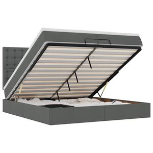 vidaXL Османска легло с матрак и LED, тъмносиво, 200x200 см, плат