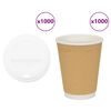 vidaXL Хартиени чаши за кафе с капачки 1000 бр. 12oz 300ml