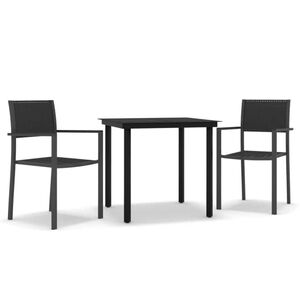 vidaXL Градински трапезен комплект, 3 части, черен