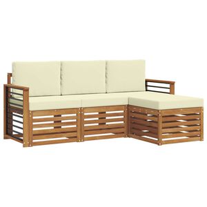 vidaXL Комплект дивани за открито 4 pcs Натурален и Крема