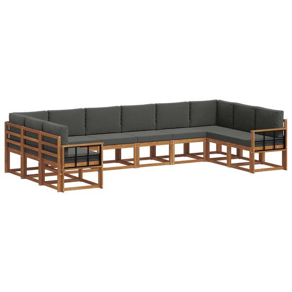 vidaXL Комплект дивани за открито 10 pcs Натурален и Антрацит