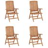 vidaXL Накланящи градински столове с възглавници, 4 бр, тик масив