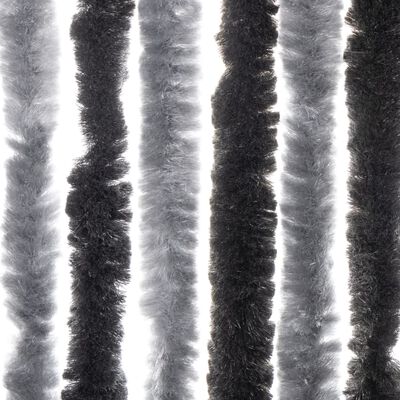 vidaXL Ресни за врата против мухи, сиво и черно, 100x200 см, шенил