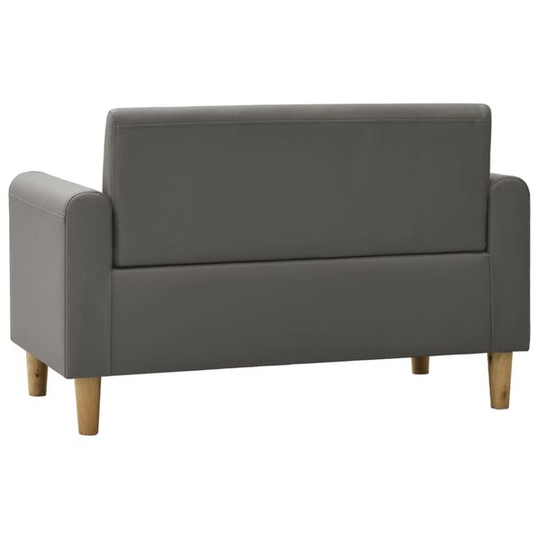 vidaXL 2-местен детски диван, сив, изкуствена кожа