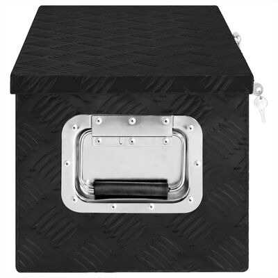vidaXL Кутия за съхранение, черна, 70x31x27 см, алуминий