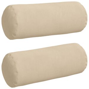 vidaXL Възглавници валяци 2 pcs Крем &Oslash; 15 x 40 см Микрофибърна тъкан